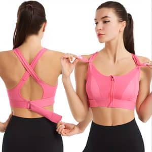 This Front Zipper Sports Bra with Shoulder and Back Adjuster absorbs shock and bounce control, definitely keeps the breast in place during workout.