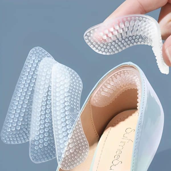This Self-adhesive Anti-Slip Shoe Grips helps to cushion heels from rubbing with the shoe to cause friction that leads to discomfort and blisters.