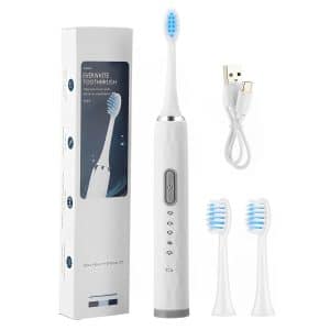 This Electric Toothbrush comes with three replaceable heads. It delivers optimum powerful cleaning up of up to 32,000 strokes per minute.