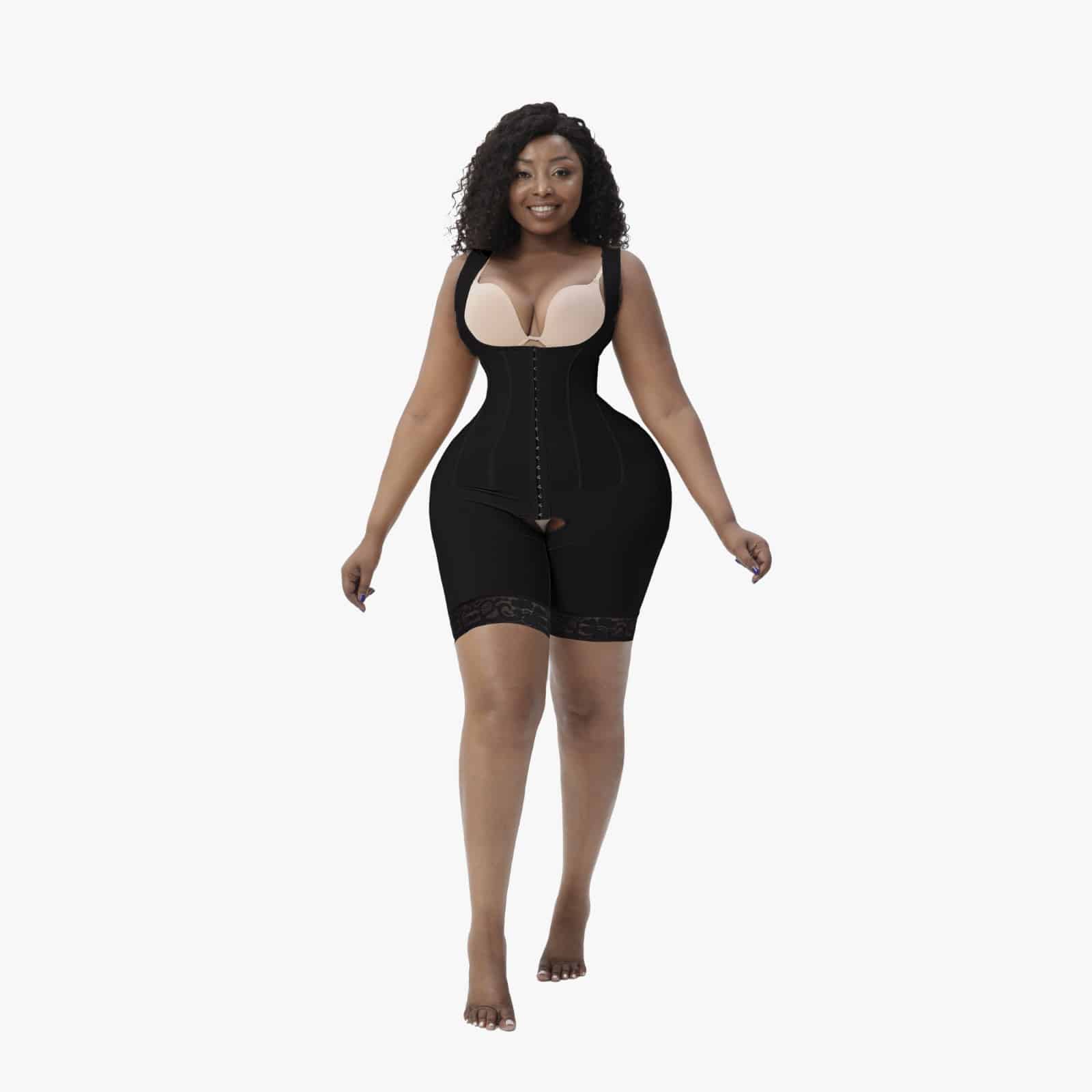 This full body shape wear and butt lifter is made with Steel Bones to firmly tuck in the stomach, side and back folds to achieve a perfect hourglass body.